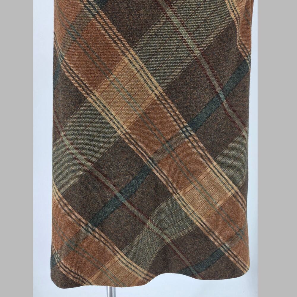 Lauren Ralph Lauren Wool Plaid Equestrian Buckle Midi Skirt Size 14 - Picture 14 of 16